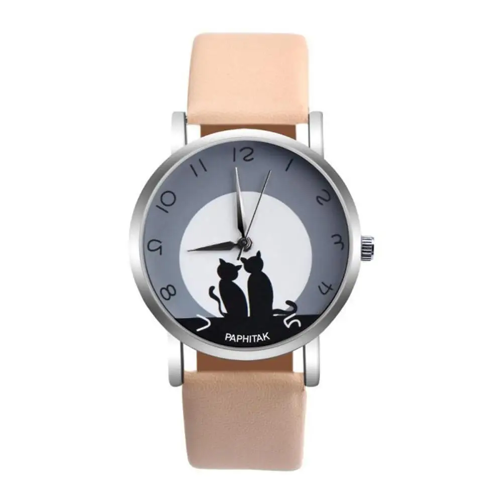 

Men Women relogios Lovely Cat Quartz Analog Arabic Numbers Party Date Couple Wrist Watch reloj bayan saat
