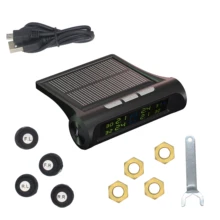 Smart Car TPMS Tyre Pressure Monitoring System Solar Power charging Digital LCD Display Auto Security Alarm Systems