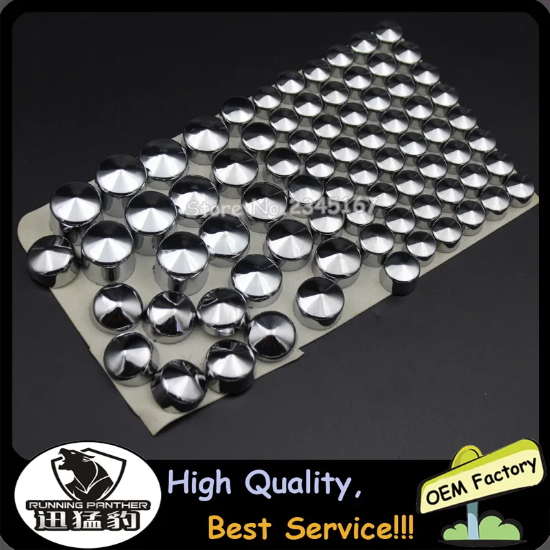 76pcs /set Motorcycle Motorbike Chrome Bolt Topper Caps Screw Covers