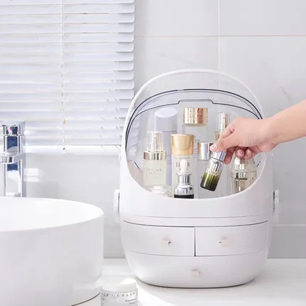 

Cosmetics storage box dormitory desktop dust-proof simple household makeup box dressing table skin care products rack
