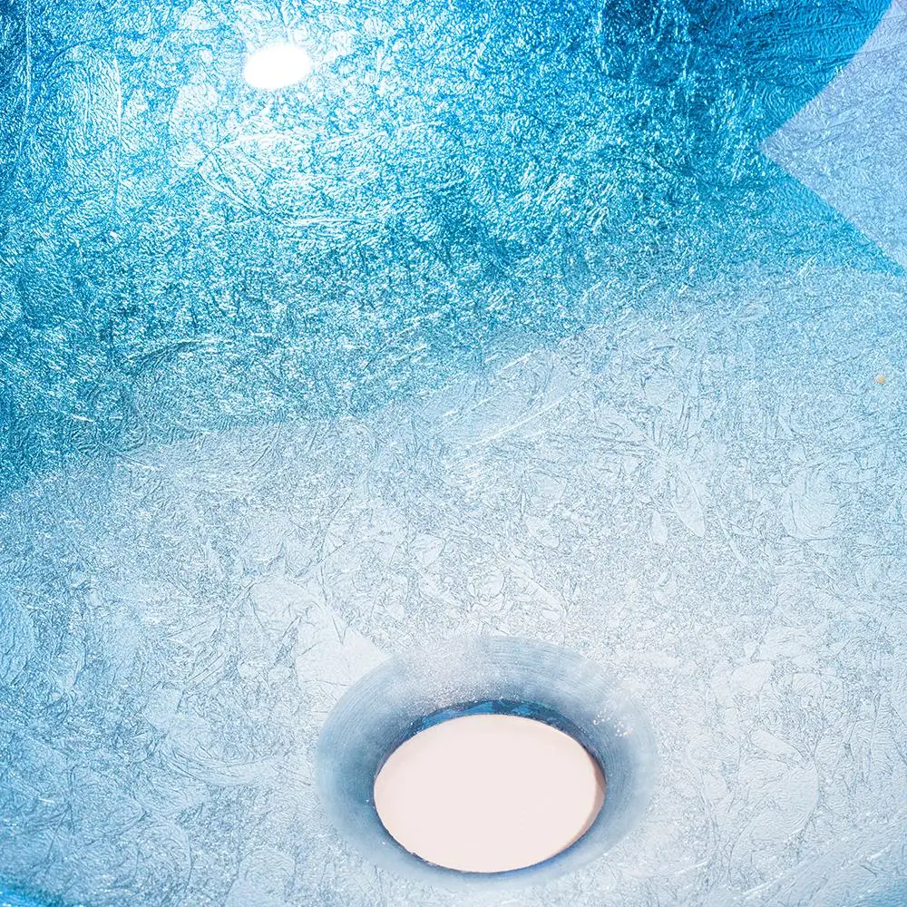 KEMAIDI синяя картина цвет Круглый Ванная комната Искусство умывальник прозрачный закаленный стеклянный сосуд Раковина с хромированный водопадный Смеситель кран Набор