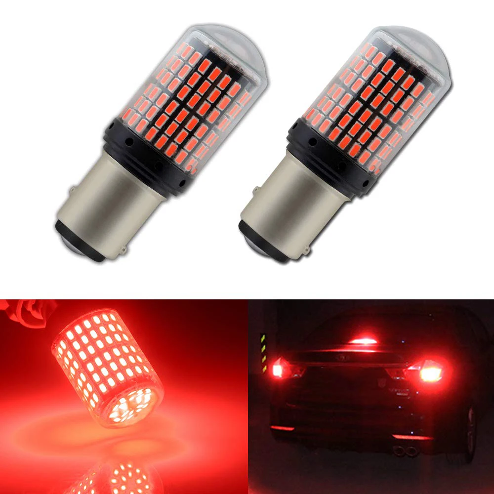 

Car LED Light 2Pcs Turn Signal Light Amber P21W BAY15D 1157 LED Amber Canbus 3014 144SMD Error Free Car Turn Light 2019 New