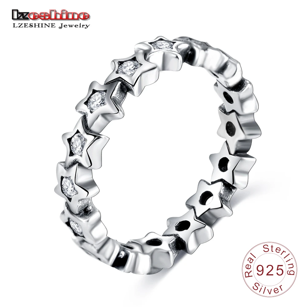 LZESHINE Для женщин кольца 925 Silver Star Форма палец кольцо с камнями камень Модные