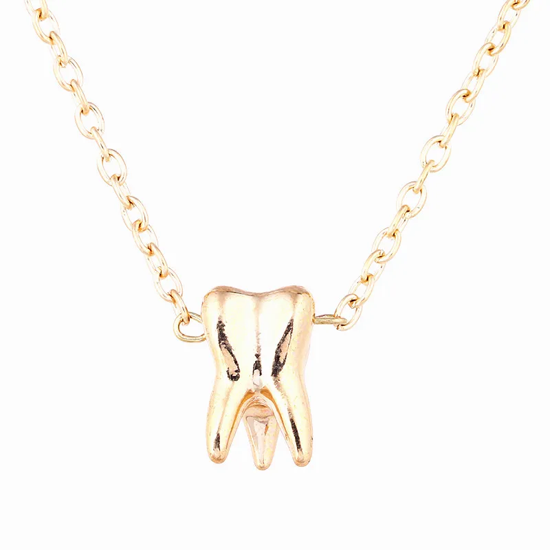 Vintage Gold Color Tooth Necklace Women Men Jewelry Fang Tooth Amulet