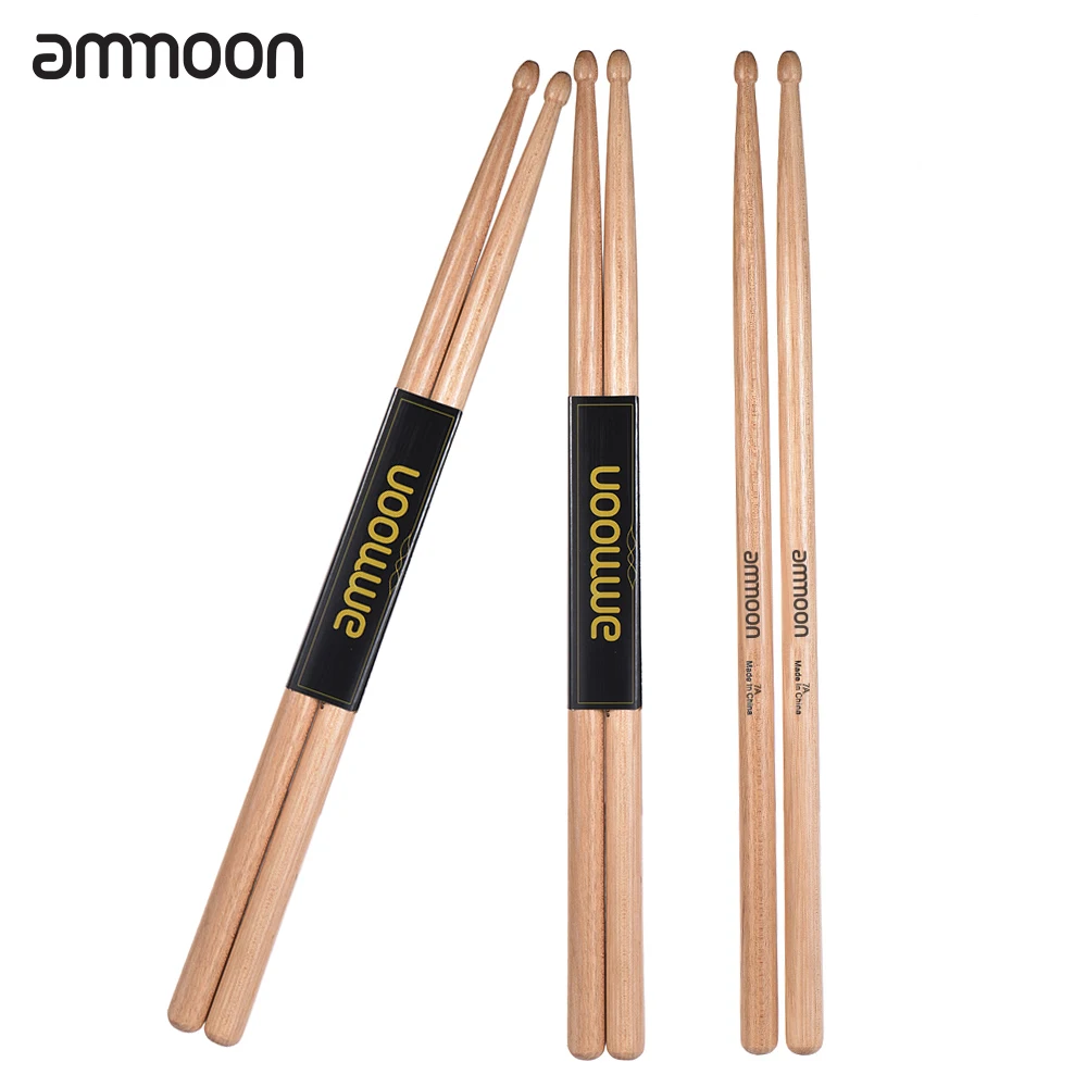 ammoon 3 Pairs of 5A Wooden Drumsticks Drum Sticks Walnut Wood Drum Set