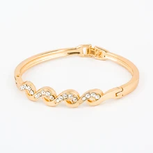 SHUANGR, новая мода, розовое золото, цвет, австрийский кристалл, волнистый узор, женские закрытые браслеты, стразы, женский браслет