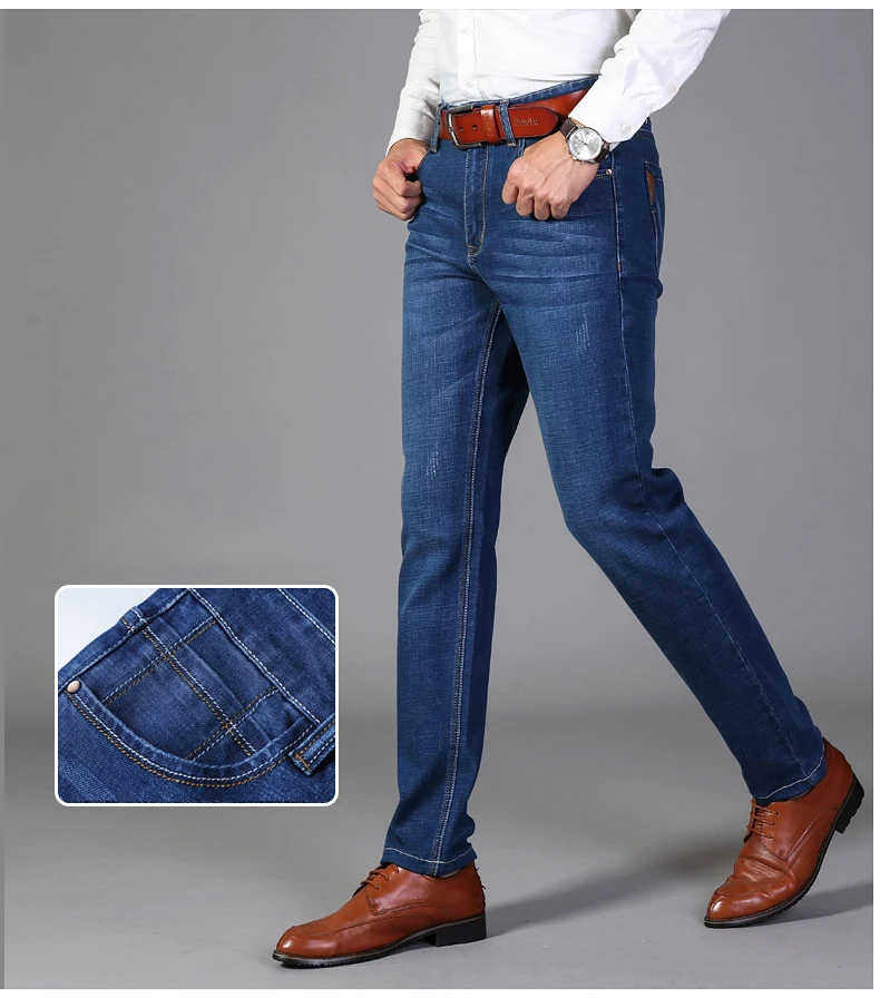 Vomint новые мужские Модные джинсы деловые повседневные Стрейчевые узкие джинсы классические брюки джинсовые брюки мужские 008