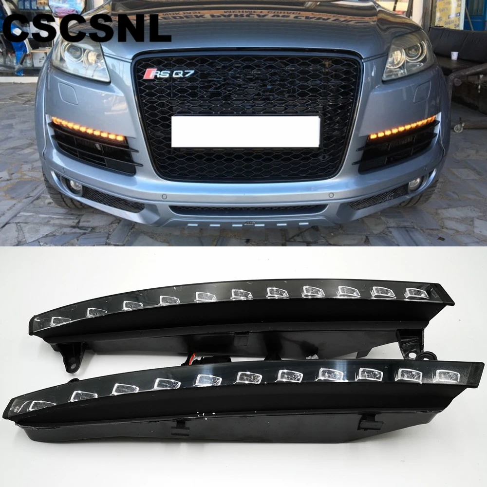 CSCSNL 1 комплект для Audi Q7 2006 2007 2008 2009 Автомобильный светодиодный DRL дневные ходовые огни 12 В ABS противотуманная фара с желтым сигналом поворота