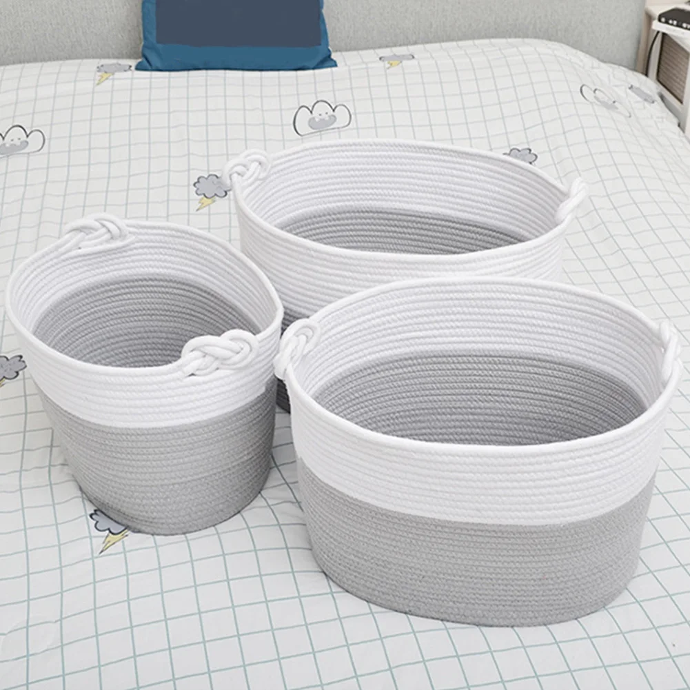 ألوان متنوعة دلاء تخزين صديقة للبيئة المنزل سلال الغسيل الزخرفية الكتب القطن ألعاب من الحبال