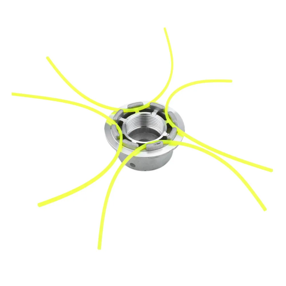 Universal Aluminum Grass Trimmer Head With 4 Lines Brush Cutter Head Thread Nylon Grass Cutting Line Head for Lawn Mower Silver