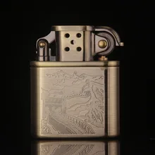 Vintage Gadget Great Wall Pattern Metal Copper Gasoline Kerosene Lighter,Men’s Cigarette Briquet