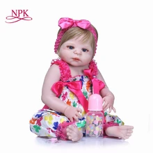 NPK 22 Inch Doll Reborn Full Vinyl Babies Doll For Girls 55CM Realistic Soft Alive Reborn Baby Doll For girls Kids Playmates