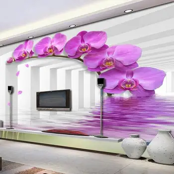 

Study Room Wallcoverings Modern-style Violet Flower Custom Size 3D Photo Wallpaper Backdrop Stereoscopic Murals Wall Paper