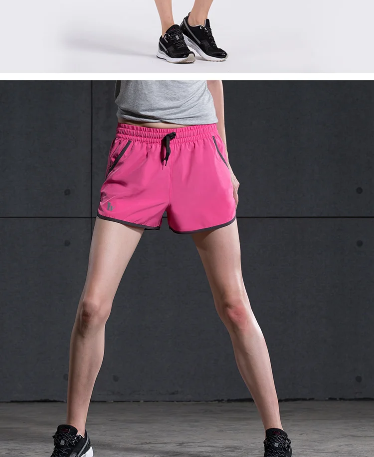 Женские спортивные фитнес шорты спортивные шорты для тренировок потливые быстросохнущие Тканые спортивные шорты для йоги 2 цвета розовый и черный