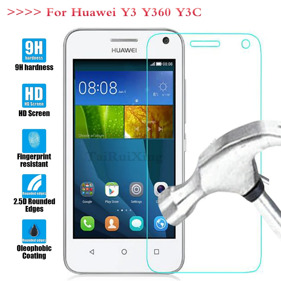Защитная пленка для экрана 0 3 мм 9H 25D Премиум Закаленное стекло Huawei Y3 Y360 Y3C C U03 U23 U31