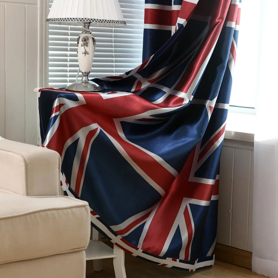 European Classics Blackout Fabric Uk Flag Curtains Delicate
