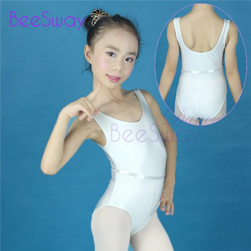 Kids Gymnastics leotard for girls White Ballet dance leotard Child