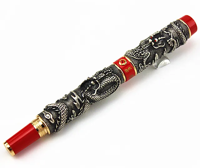 Aaa Quality Jinhao Brand Gray Double Dragon Embossment Roller Ball Aaa Quality Jinhao Brand Gray Double Dragon Embossment Roller Ball Pen Stationery School Office Supplies Luxury