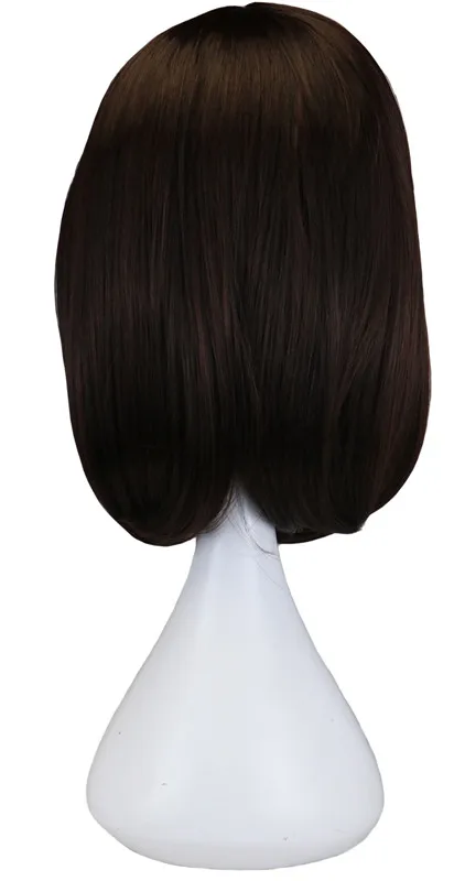 QQXCAIW короткий прямой натуральный парик для женщин черный темно-коричневый синтетические волосы парики - Цвет: dark brown