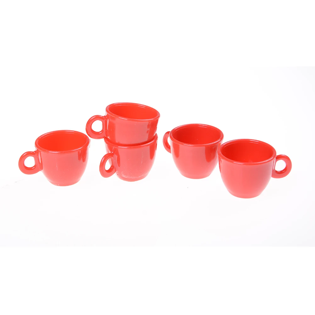 Новинка, 5 шт./лот 1:12, цветная посуда, миниатюрная мини кофейная чайная чашка, кукольный домик, игрушка, кукольный домик, аксессуары - Цвет: Красный