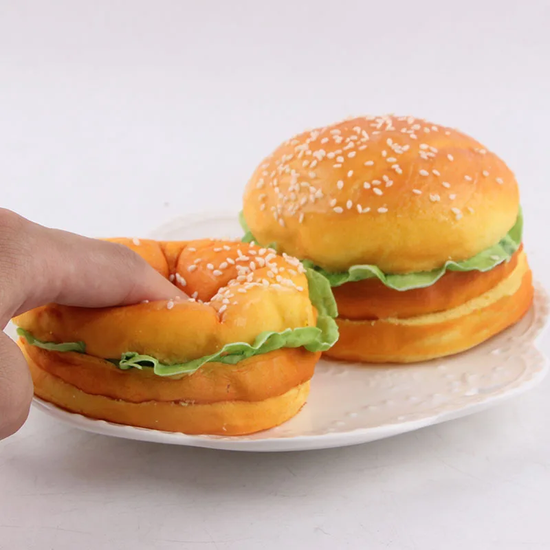 

1PCS NEW 9CM Cute Squishy Yummy Hamburger Make Up Mirror Cute Simulation Food model decoration kitchen pretend toys
