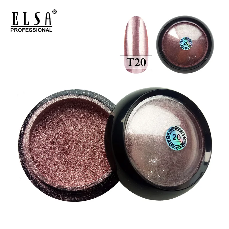 ELSA UV Nail Art зеркальная титановая пудра наборы блестки металлический эффект блеск розовое золото серебро гель маникюрный набор украшения - Цвет: T20