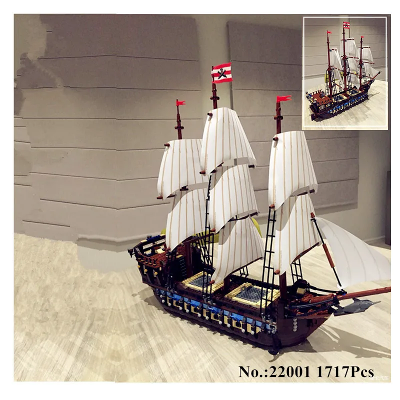 

IN STOCK H&HXY NEW 22001 Pirate Ship Imperial warships Model Building Kits Block Briks Toys Gift 1717pcs Compatible10210