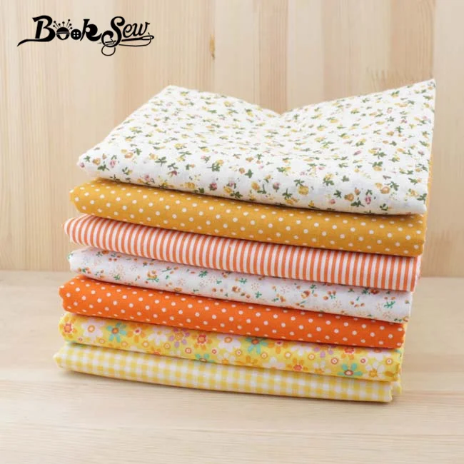 

Booksew 100% Cotton Fabric 7pcs 50cmx50cm Yellow fat quarter for DIY Sewing Patchwork quilting Tilda Doll Cloth Textiles tissus