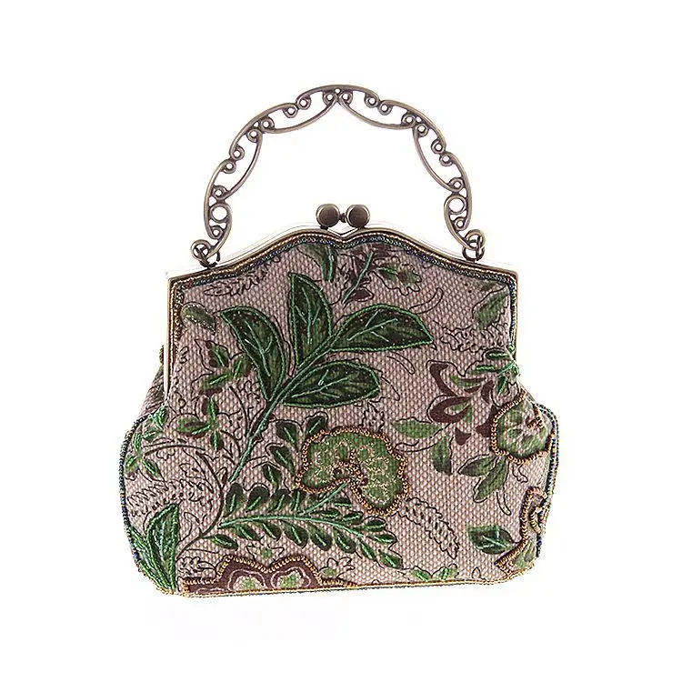 Vintage Printed Floral Evening Bag Embroidery Beading Diamonds Evening Bag Small Party Wedding Chain Shoulder Handbags Vintage Printed Floral Evening Bag Embroidery Beading Diamonds Evening Bag Small Party Wedding Chain Shoulder Handbags