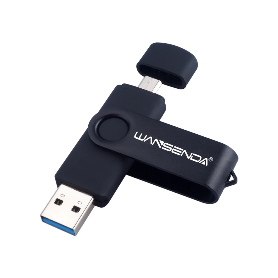 USB 3.0 wansenda OTG USB флеш-накопитель для смартфонов/планшетов/pc 8 ГБ 16 ГБ 32 ГБ 64 ГБ 128 ГБ флешки высокая скорость Флеш накопитель пакет - Цвет: Черный