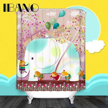 

Animal Shower Curtain Elephant Pattern Customized Shower Curtain Waterproof Polyester Fabric Shower Curtain For Bathroom