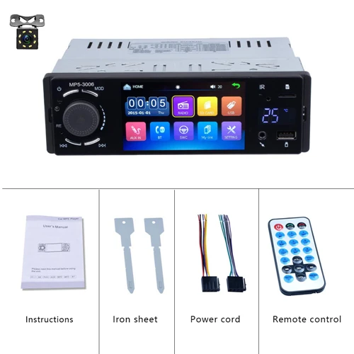 Podofo автомобильное радио 4,1 ''сенсорный экран аудио стерео Mirrorlink FM приемник Bluetooth Авто радио встроенный термометр дисплей плеер - Цвет: With 8 IR Camera