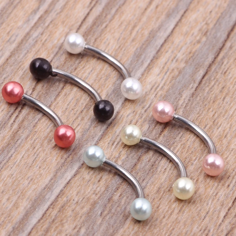 Pearl Eyebrow stud mix 6 color 50pcs/lot body piercing jewelry acrylic