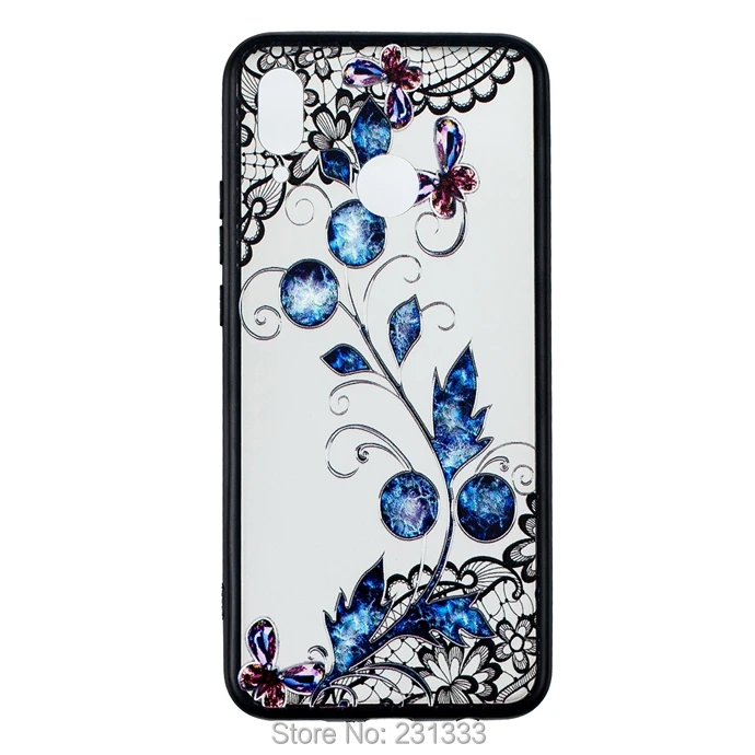 C-ku для huawei P20 Nova 3 3I Enjoy 7 PLUS 7S 3D Алмазный блестящий цветок TPU PC жесткий чехол с кружевной рамкой прозрачный кожаный чехол роскошный 100 шт