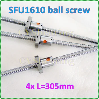 

4 Pcs SFU1610-305 mm Ball screws with 4 Pcs SFU1610 CNC Single nut