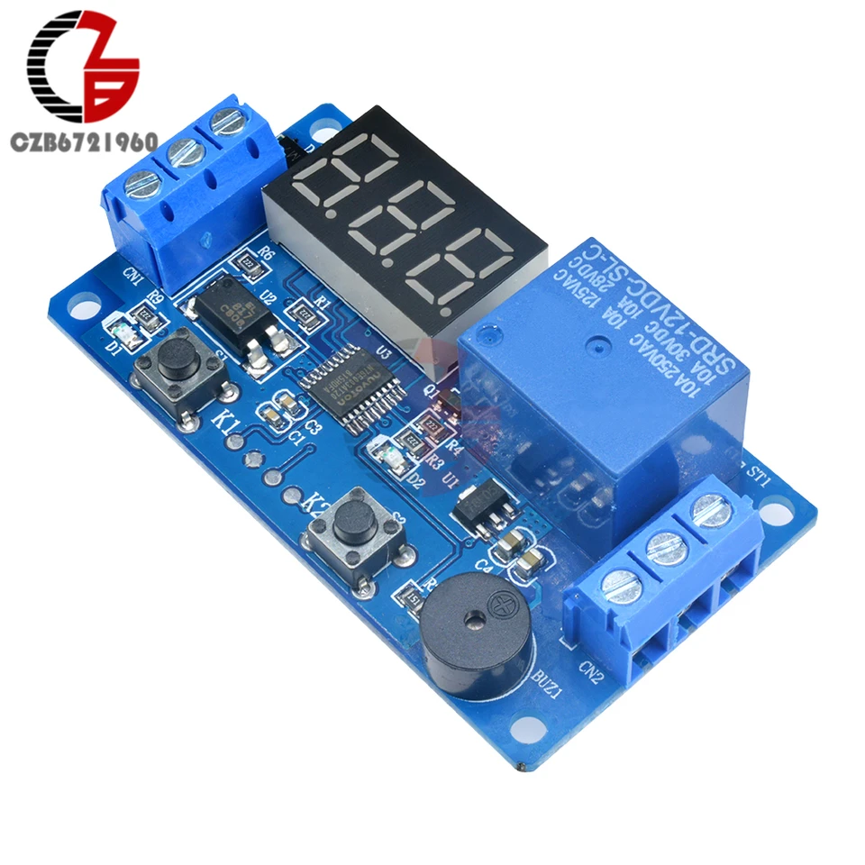 Módulo De Retardo Temporizador Con Relé Y Pantalla LED - 12V - Para Automatización Del Hogar O Proyectos