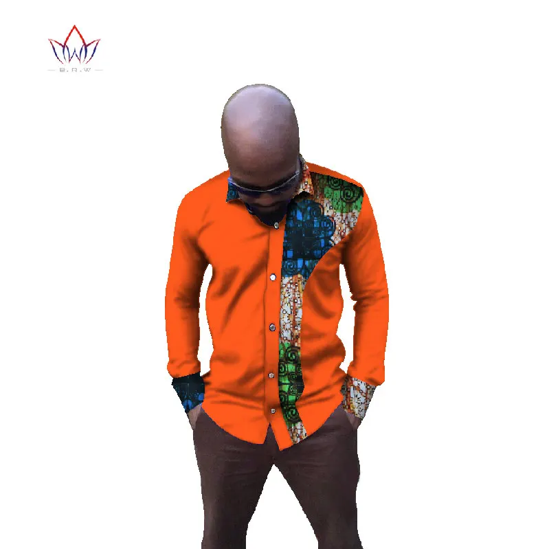 Африканский принт Костюмы Базен богатый Дашики Для мужчин рубашка с длинными рукавами Повседневное Мода Африка Стиль Для мужчин верхняя одежда плюс Размеры wyn86 - Цвет: 16