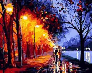 

Frameless pictures Digital oil painting decorative pictures hand painted canvas painting by numbers 40*50 walking in rain