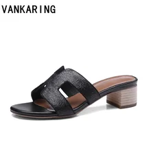 Vankering/Лидер продаж; Классический дизайн; летние женские сандалии-шлепанцы на высоком каблуке; повседневные женские модельные туфли с открытым носком для офиса; вечерние женские туфли