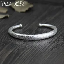 Fyla Mode 999 Thai Silver Bracelets Bangle Unisex Style Noble Dignity Dull Polished Finished Bracelet Bangle For Women Men