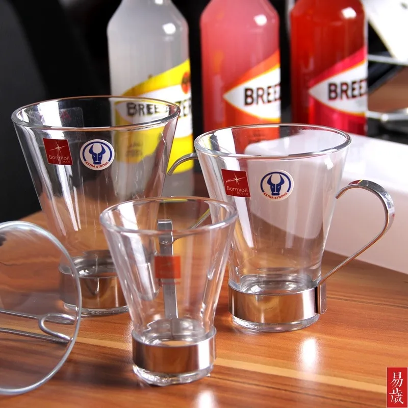Bormioli Tempered Coffee Glass Cup Creative Stainless bottom glass