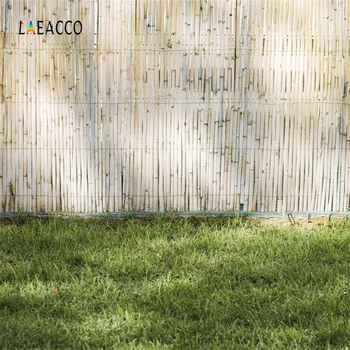 

Laeacco Green Grass Bamboo Boards Wall Child Scenic Photography Backgrounds Customized Photographic Backdrops For Photo Studio