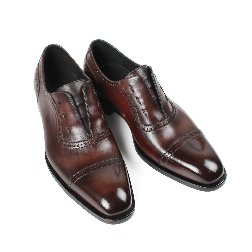 VIKEDUO коричневый с оттенком патины на заказ мужские туфли-оксфорды с гравировкой птиц Мужская обувь эластичная лента свадебные офисные модельные туфли мужские - Цвет: Brown