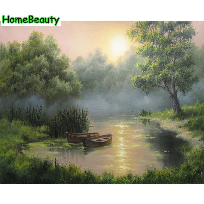 

Home Beauty diy oil painting by numbers landscape sunrise canvas picture for living room Modular coloring by number craft JY081