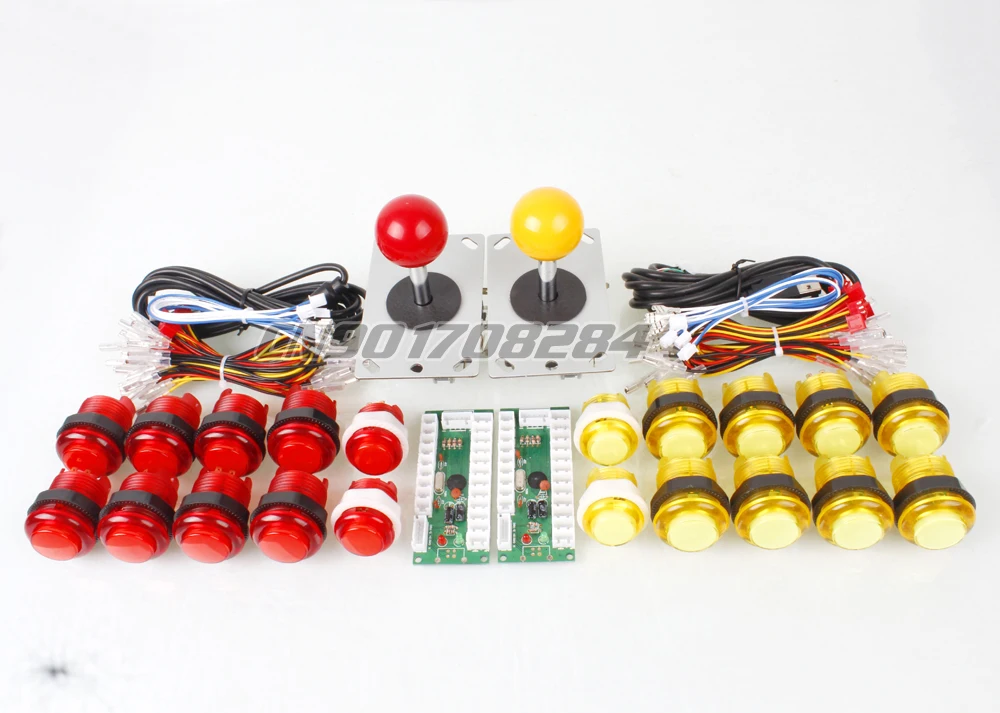 2 Player Control USB Encoder To PC Games 2 Rocker + 20 LED Illuminated Push Buttons For Arcade Joystick DIY Kits Parts