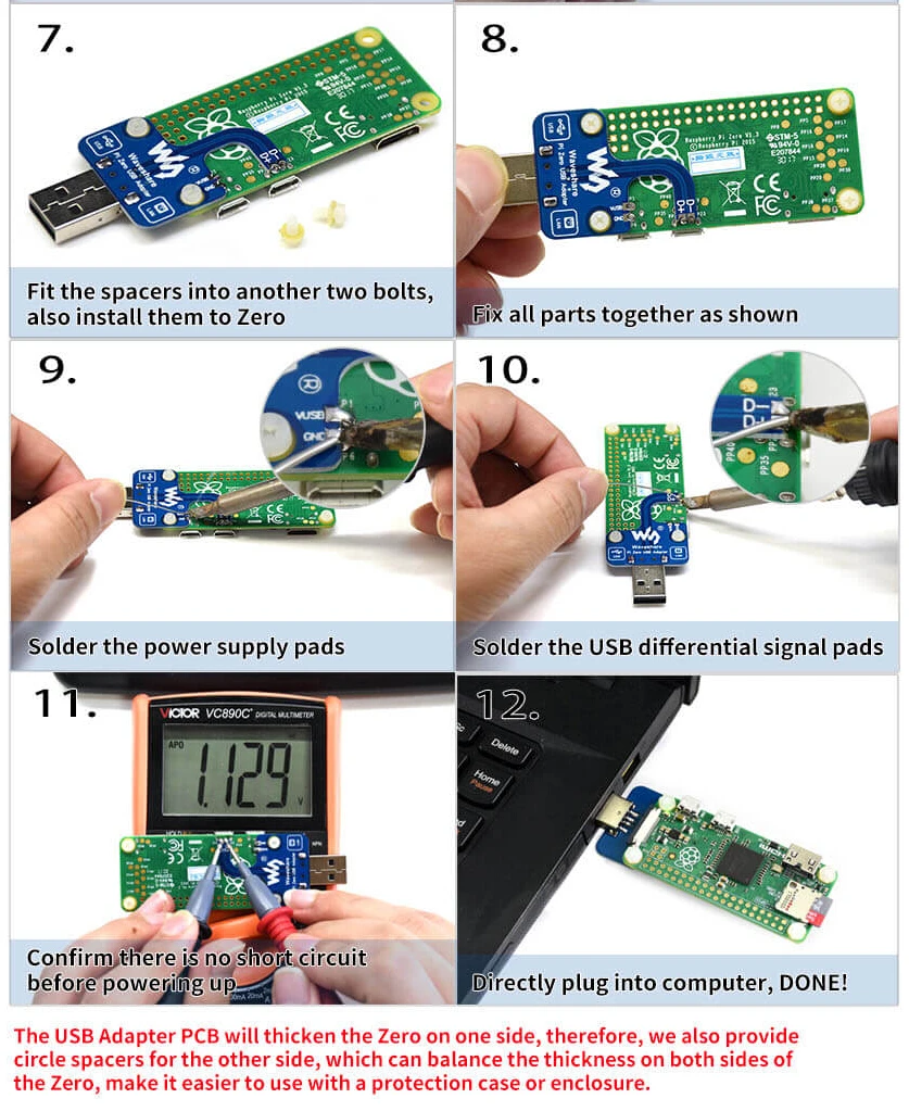 Pi Zero USB адаптер, дополнительный разъем USB-A для Raspberry Pi Zero/Zero W/Zero WH