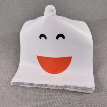 

250pcs Plastic hand-held package bag supermarket shopping gift food convenience plastic bag wholesale bag mail smiling face bag