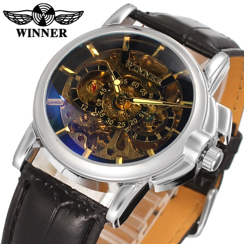 Лидер продаж победитель WRG8032M3S1 автоматическая платье скелет часы casual Наручные