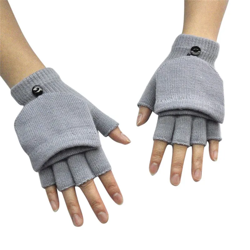  Adult Women Men Winter Hand Wrist Warmer Flip Cover Fingerless Gloves Mitten guantes eldiven handschoenen 40FE2222