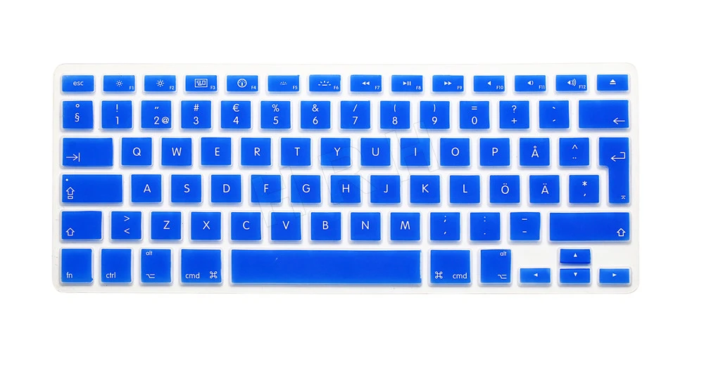 HRH 100 шт ультра-тонкий шведский силиконовый гелевый Чехол для клавиатуры ЕС/Великобритании Защитная пленка для MacBook Air Pro retina 13 15 17 - Цвет: Blue